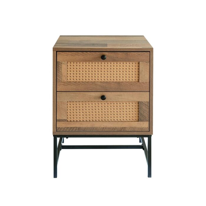 Solid Wood Rattan Tv Unit – Natural Finish - Imagen 3